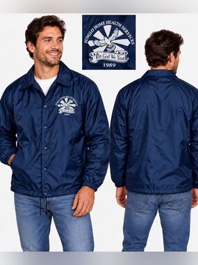 Mens Paradise Point Activewear navy lined windbreaker jacket snaps size MED